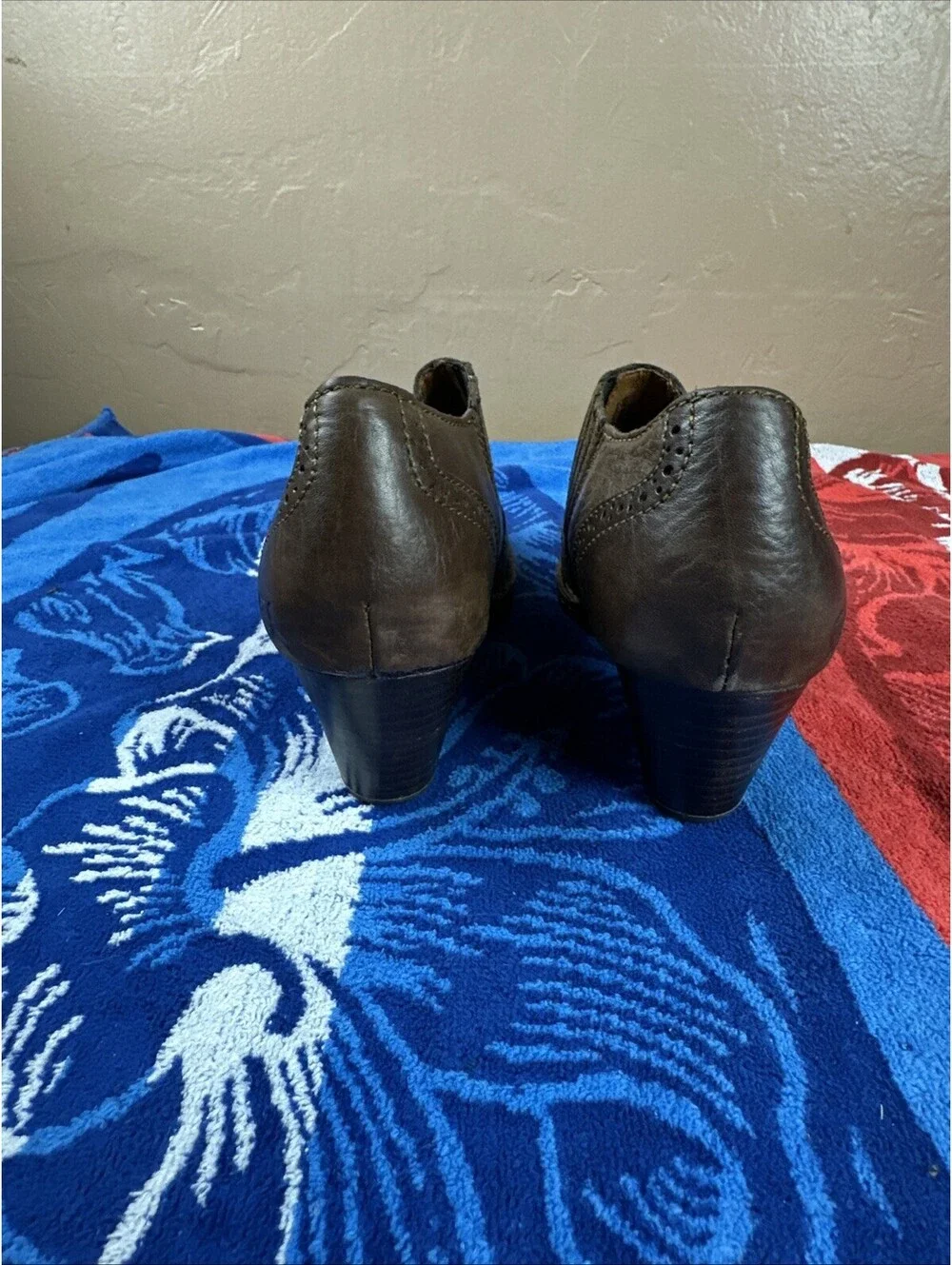 BORN Brown Leather Southwestern Cowboy Ankle Boots Mules Sz 8.5
